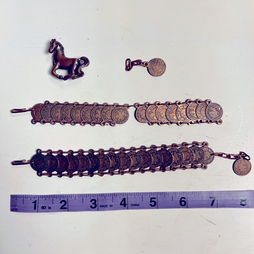 Copper coin bracelet and pendant